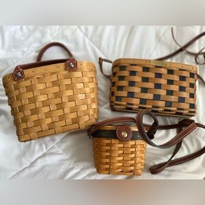 Longaberger set of 3 purses collectors club signed by Larry longaberger exc cond